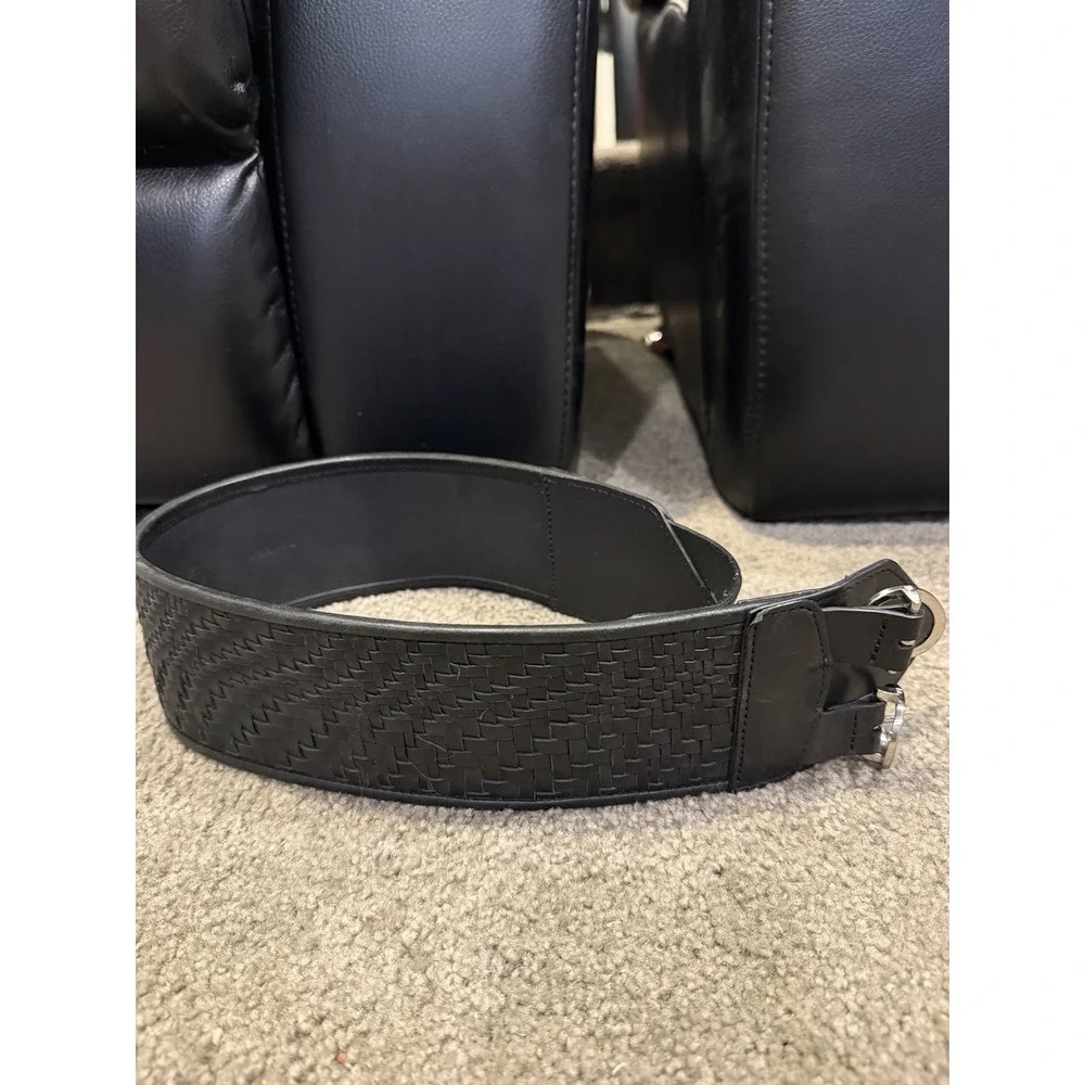 Cole Haan Woven Belt Black Leather Belt B20774 Size XS